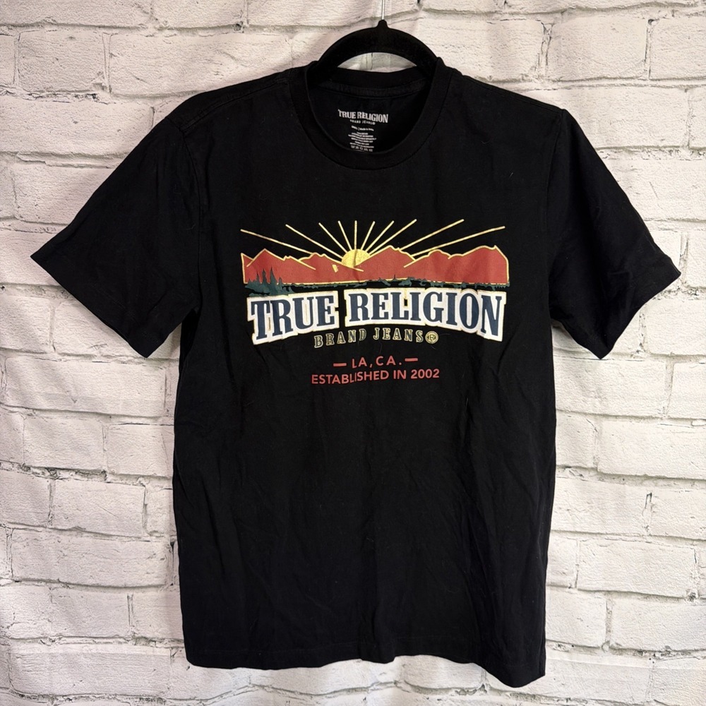 True Religion Mens Jet Black Short-Sleeve T-shirt Shirt Size: Medium